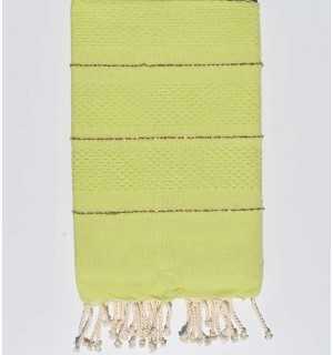 Pistachio honeycomb beach towel with lurex Fouta Tunisia - 1