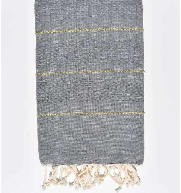 Honeycomb medium gray with lurex Fouta  - 1