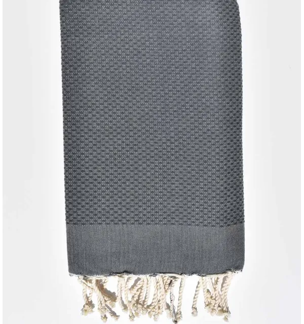 Plain honeycomb dark grey fouta Fouta Tunisia - 1