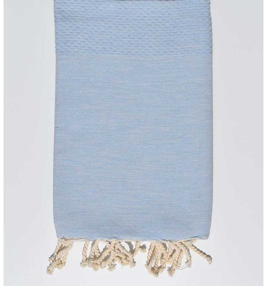 Serviette de plage nid d'abeille unie bleu pastel clair