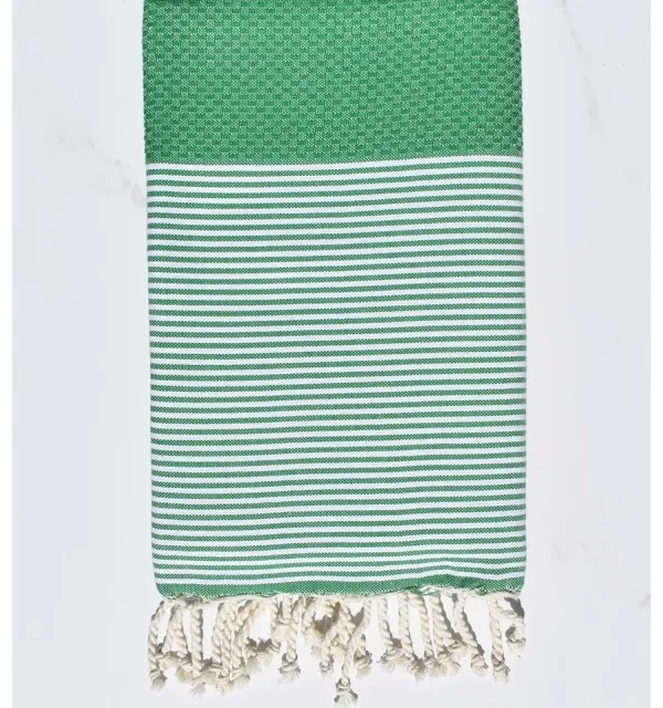 HONEYCOMB malachite green striped white fouta  - 1