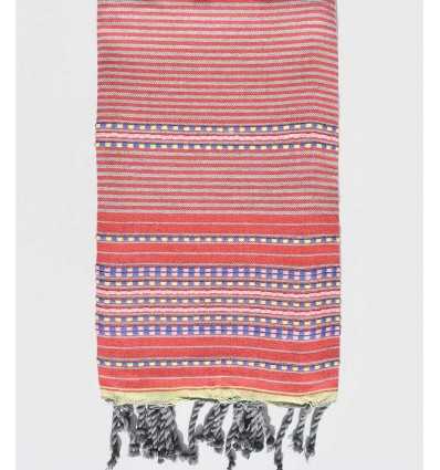 Arabesque red beach towel striped gray