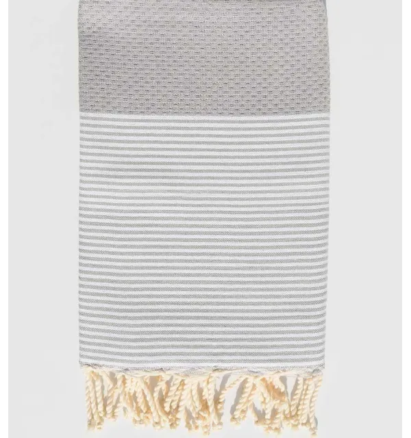 HONEYCOMB grey striped white fouta  - 1