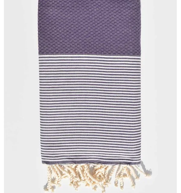 HONEYCOMB byzantium striped white fouta Fouta Tunisia - 1