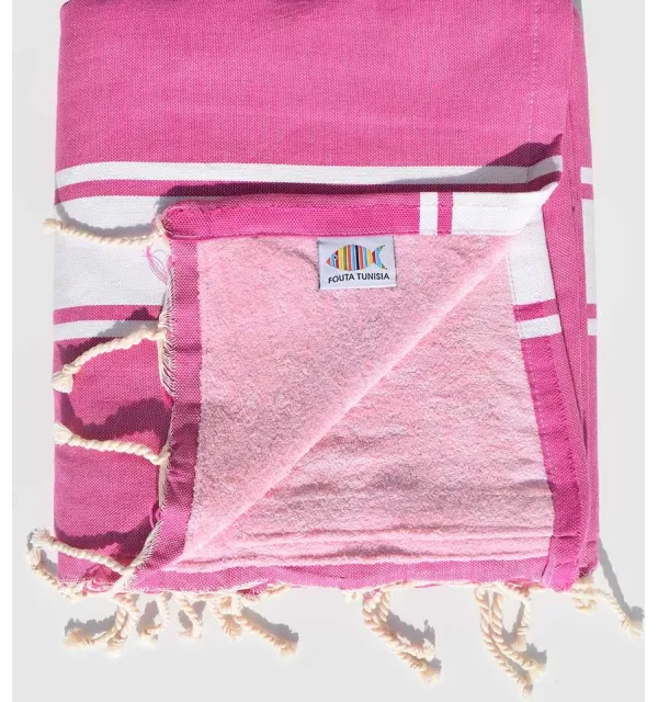 Purple and pink sponge Beach towel Fouta Tunisia - 1
