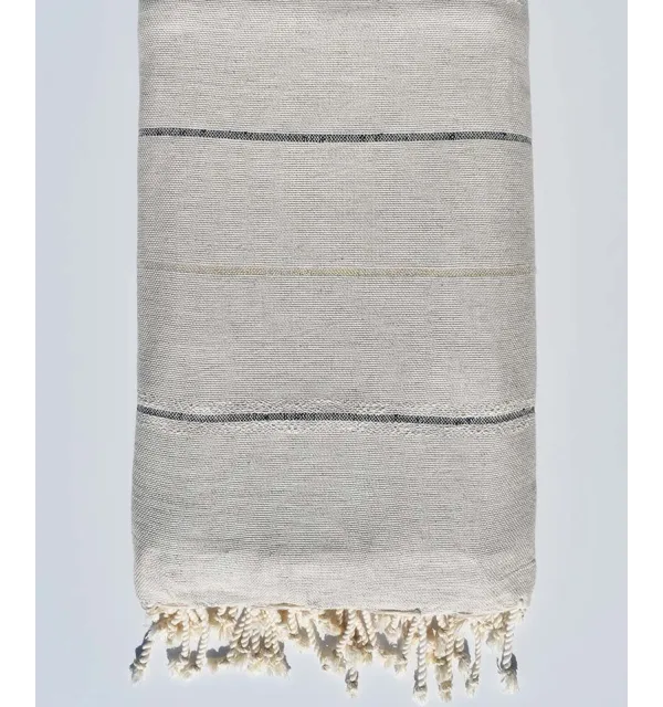 Beige Throw with blue and gold lurex  - 1