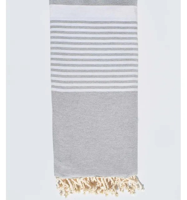Medium gray with stripes Throw Fouta Tunisia - 1