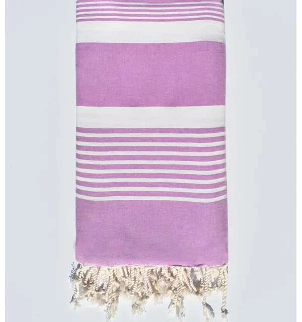 Purple Flat throw with stripes Fouta Tunisia - 1