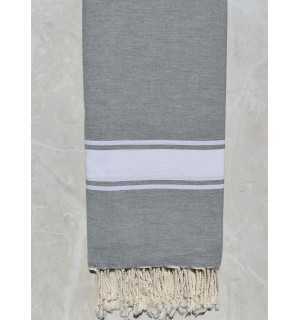 Steel gray throw 1.90m*2m Fouta Tunisia - 1