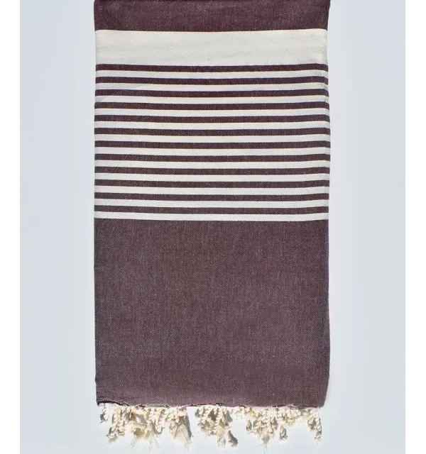Eggplant with stripes throw Fouta Tunisia - 1