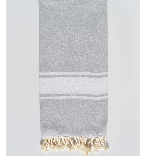 Grey striped white throw Fouta Tunisia - 1