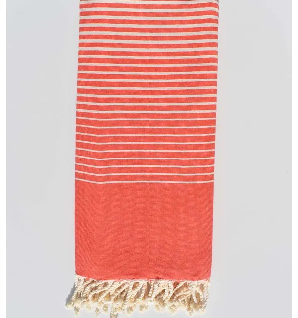 Coral red flat throw Fouta Tunisia - 2