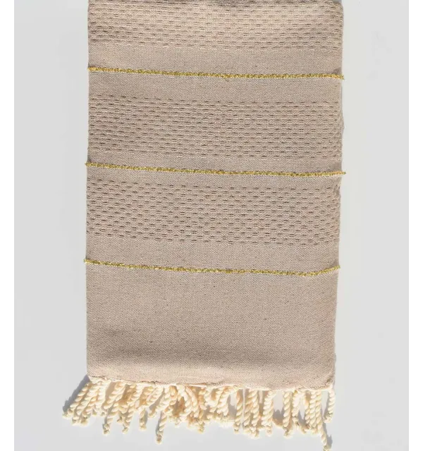 Dark beige beach towel with lurex Fouta Tunisia - 2