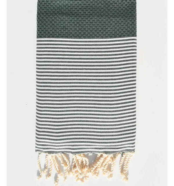 Honeycomb green forest striped white fouta Fouta Tunisia - 3