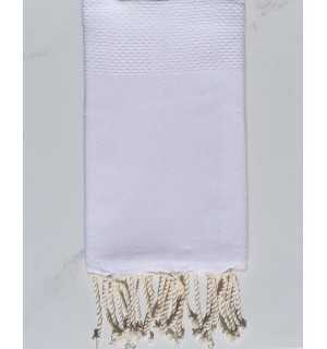 Plain honeycomb white cream fouta Fouta Tunisia - 1
