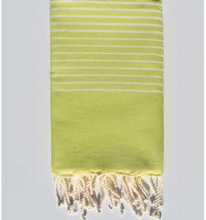 Beach Towel flat striped green anise Fouta Tunisia - 1