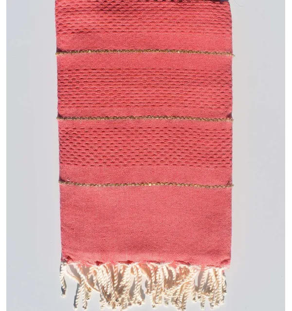 Medium pink honeycomb beach towel with lurex  - 1