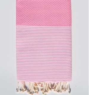 Bath Towel  light pink with stripes Fouta Tunisia - 1