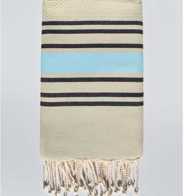 Pistachio green striped red honeycomb beach towel Fouta Tunisia - 1
