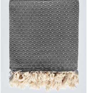 Black throw blanket 1.6m*1.6m Fouta Tunisia - 1