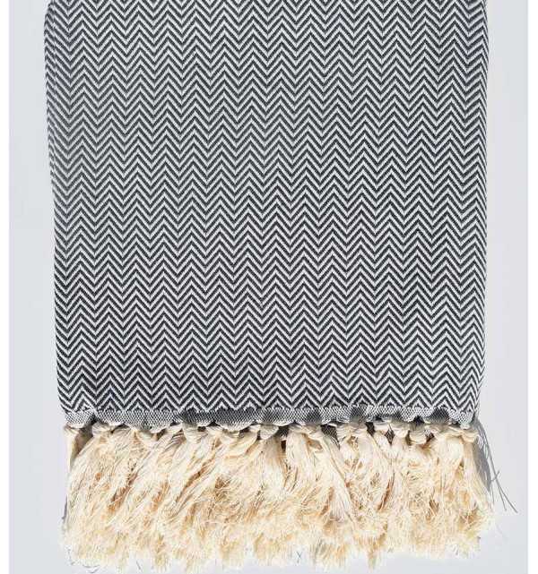 Police blue chevron throw blanket Fouta Tunisia - 2