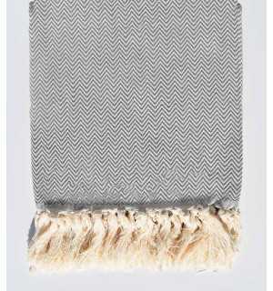 Medium gray throw blanket Fouta Tunisia - 1