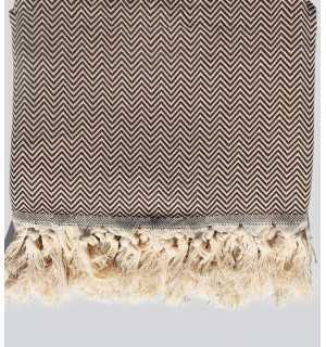 Brown Sepia Throw blanket 2.6m*1.6m Fouta Tunisia - 1