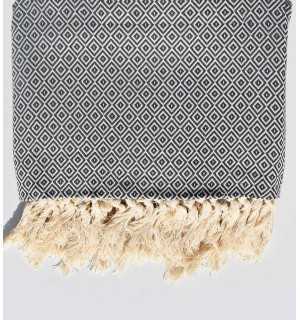 Dark Blue-gray throw blanket 2.50m*1.60m Fouta Tunisia - 1