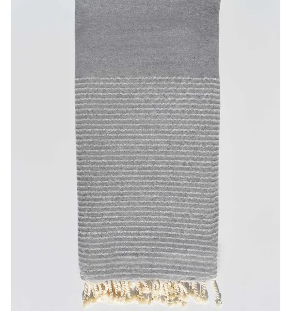 Gray throw with silver lurex Fouta Tunisia - 1