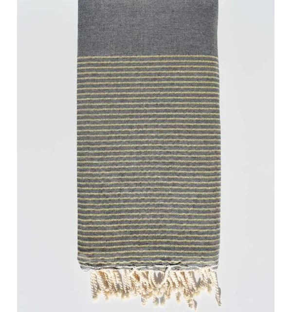 Gray throw with golden lurex  - 1