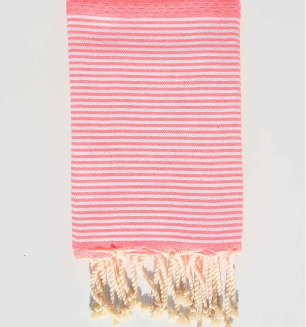 Neon pink honeycomb children's beach towel Fouta Tunisia - 1