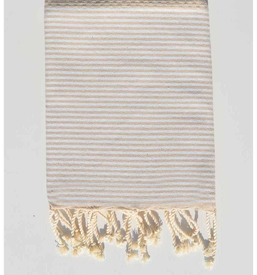 Beige honeycomb children's beach towel Fouta Tunisia - 1