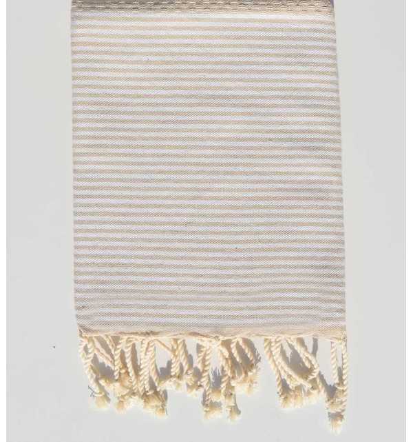 Beige honeycomb children's beach towel Fouta Tunisia - 1