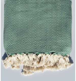 Green throw blanket 2.6m*1.6m Fouta Tunisia - 1