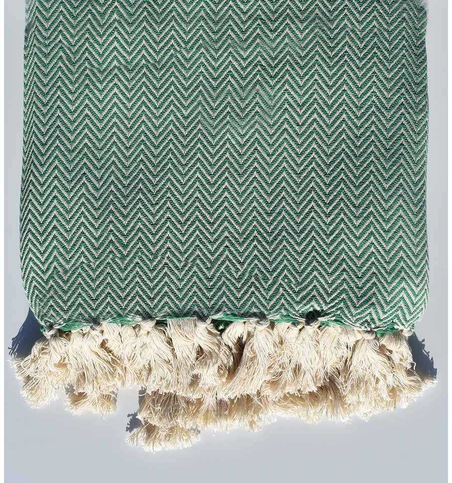 Green throw blanket 2.6m*1.6m Fouta Tunisia - 1