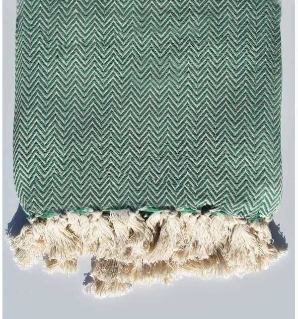 Green throw blanket 2.6m*1.6m Fouta Tunisia - 1