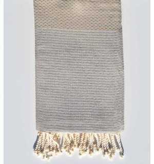 Beach towel lurex Honeycomb dark beige Fouta Tunisia - 1