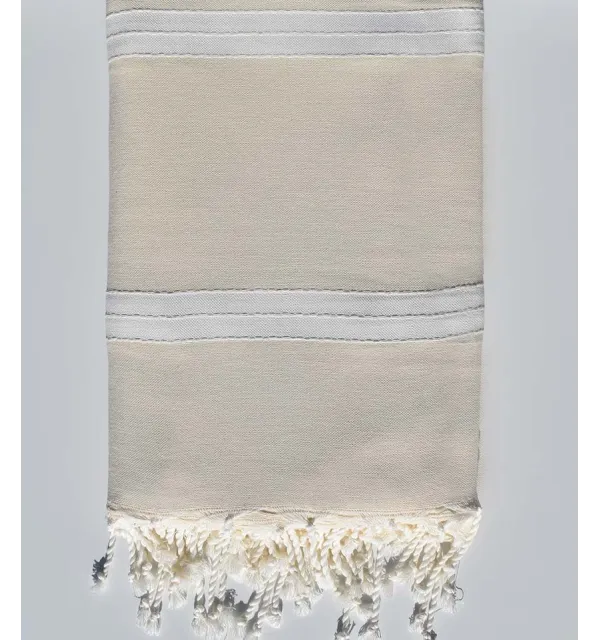Ecru and cream white throw 1.90m * 3m Fouta Tunisia - 1
