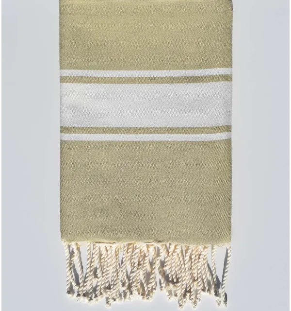 Flat light khaki green Beach towel Fouta Tunisia - 1