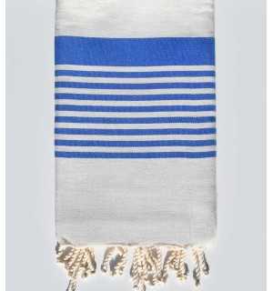 Very light gray and blue Arthur beach towel Fouta Tunisia - 1