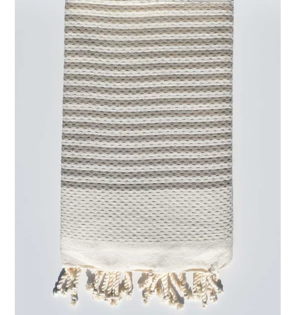 Honeycomb striped 1cm greige stripes fouta  - 1