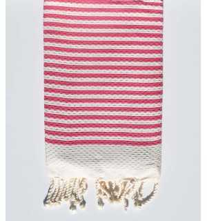 Honeycomb striped 1cm pink stripes fouta Fouta Tunisia - 1