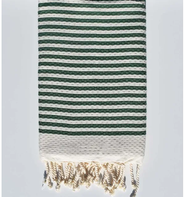 Honeycomb striped 1cm green stripes fouta Fouta Tunisia - 1