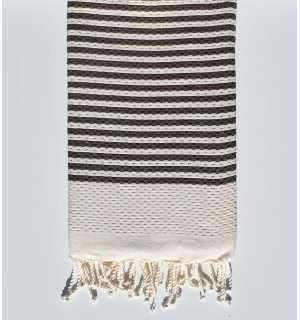 Honeycomb striped 1cm brown stripes fouta Fouta Tunisia - 1