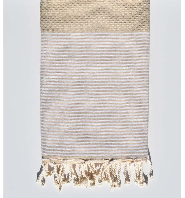 Sand beige honeycomb beach towel  - 1