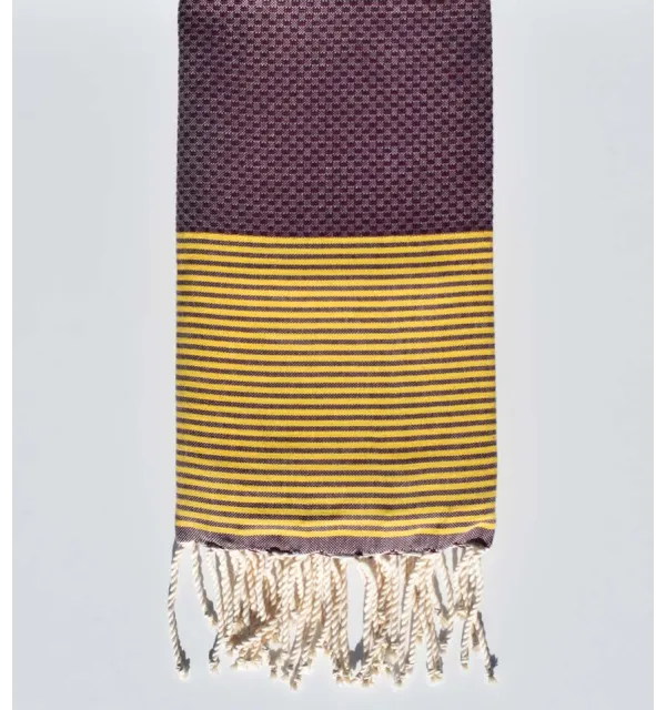 Honeycomb byzantium striped yellow beach towel  - 1
