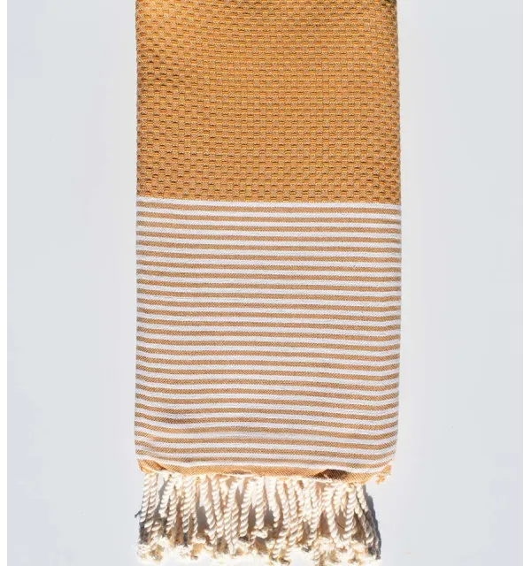 Dark venetian honeycomb beach towel with stripes Fouta Tunisia - 1