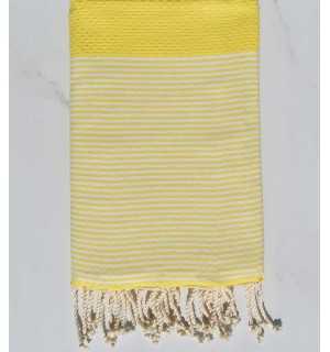 honeycomb canary striped white Fouta Tunisia - 1
