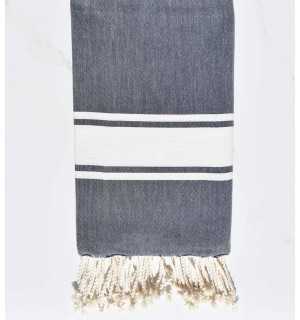 Denim blue beach towel Fouta Tunisia - 1 2