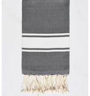 Flat grey with a white stripe fouta  - 1